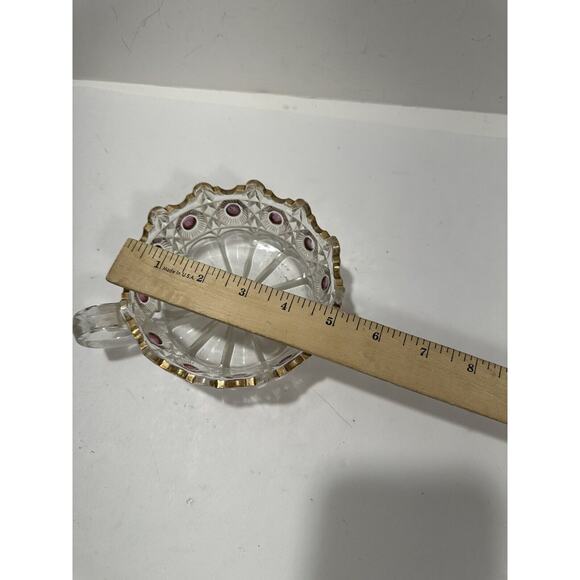 EAPG U.S. Glass Daisy Bullseye Purple‎ Amethyst Stained Bowl With Handle - Picture 9 of 9